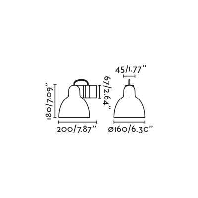 Wandleuchte aus Aluminium E27, schwarz glaenzend, KERSAOS