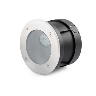 Stehleuchte aus gebuerstetem Edelstahl mit integrierter LED, LANNEC