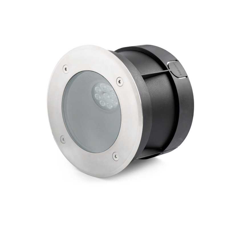 Stehleuchte aus gebuerstetem Edelstahl mit integrierter LED, LANNEC