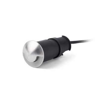 Stehleuchte aus Edelstahl mit integrierter LED, gebuersteter Stahl, MERGEY