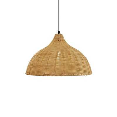 Einfache Pendelleuchte VIBUS aus Rattan, E27, farbig