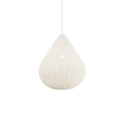 Einfache Pendelleuchte POLCY aus Rattan, E27, weiss