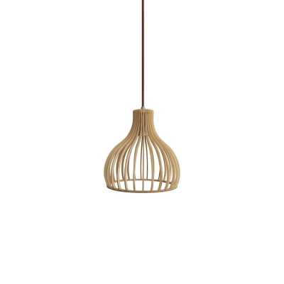 Einfache Pendelleuchte OSFOND aus Holz, E27, natur