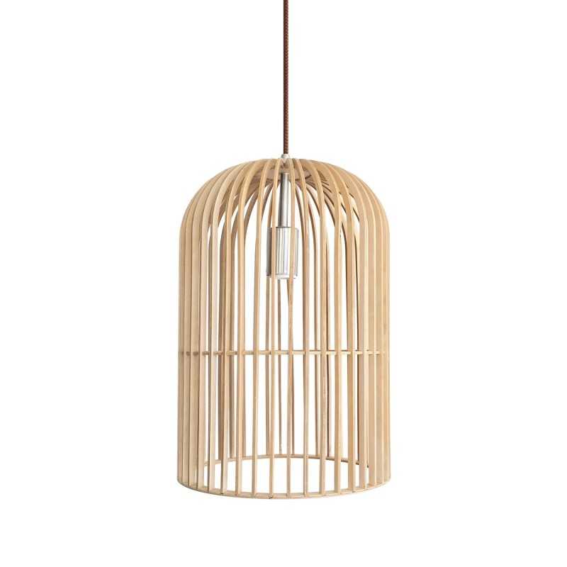 Einfache Pendelleuchte MEYRE aus Holz, E27, natur