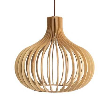 Einfache Pendelleuchte PASTINA aus Holz, E27, natur