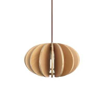 Einfache Pendelleuchte CRUIX aus Holz, E27, natur
