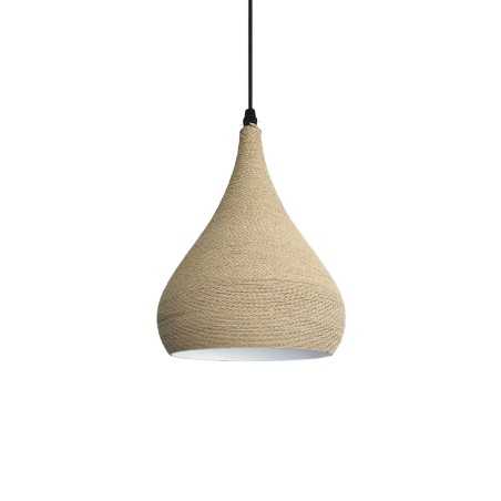 Einfache Pendelleuchte SERVY aus Hanf, E27, natur