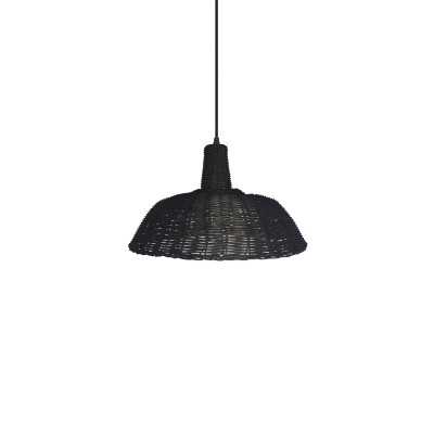 Einfache Pendelleuchte PAYRAT aus Rattan, E27, dunkles Holz