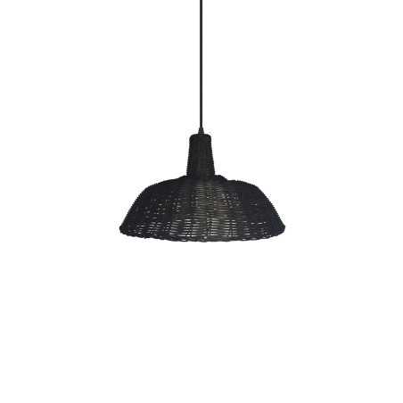 Einfache Pendelleuchte PAYRAT aus Rattan, E27, dunkles Holz