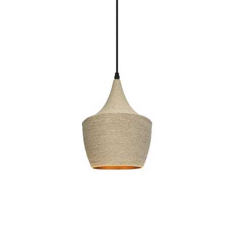 Einfache Pendelleuchte CACHY aus Hanf, E27, natur