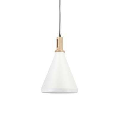 Einfache Pendelleuchte LENAY aus Holz, E27, weiss
