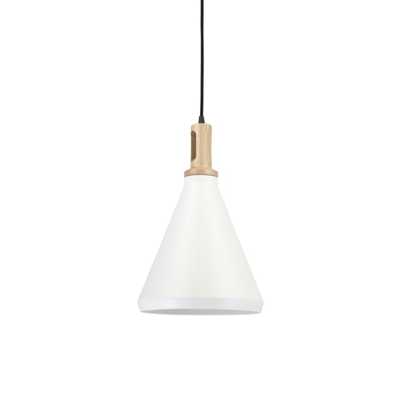 Einfache Pendelleuchte LENAY aus Holz, E27, weiss