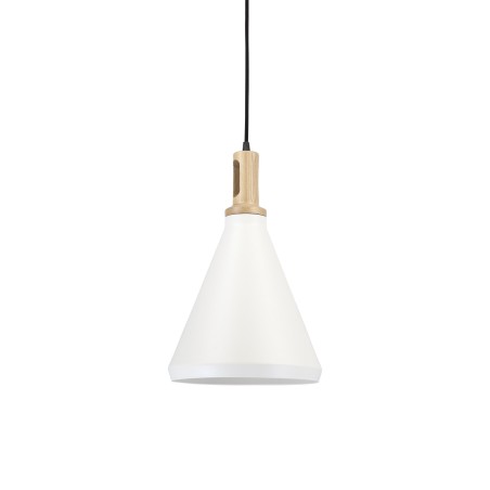 Einfache Pendelleuchte LENAY aus Holz, E27, weiss