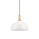 Einfache Pendelleuchte MIERY aus Holz, E27, weiss