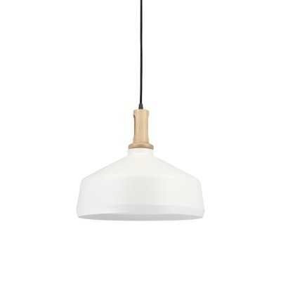 Einfache Pendelleuchte MIERY aus Holz, E27, weiss