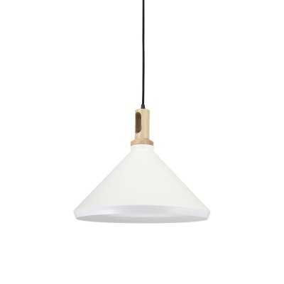 Einfache Pendelleuchte DORDAL aus Holz, E27, weiss