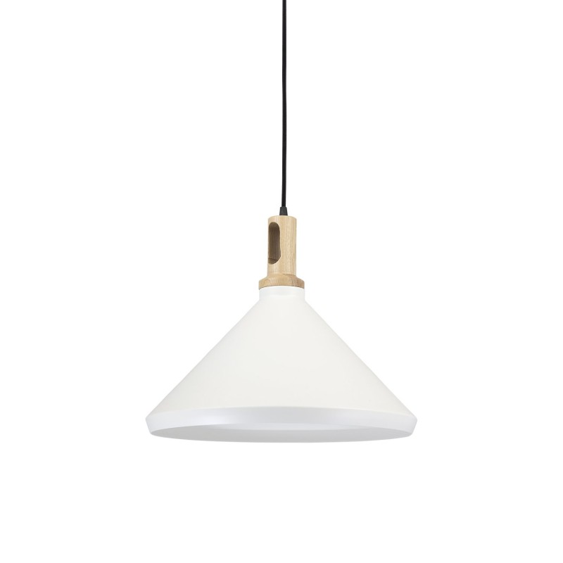 Einfache Pendelleuchte DORDAL aus Holz, E27, weiss