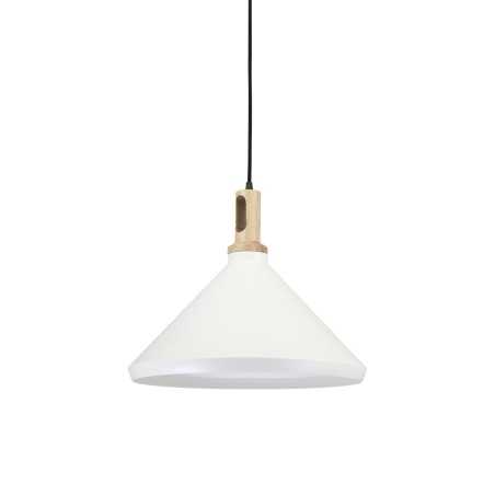 Einfache Pendelleuchte DORDAL aus Holz, E27, weiss