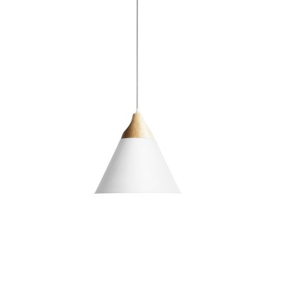 Einfache Pendelleuchte SOUIL aus Holz, E27, weiss
