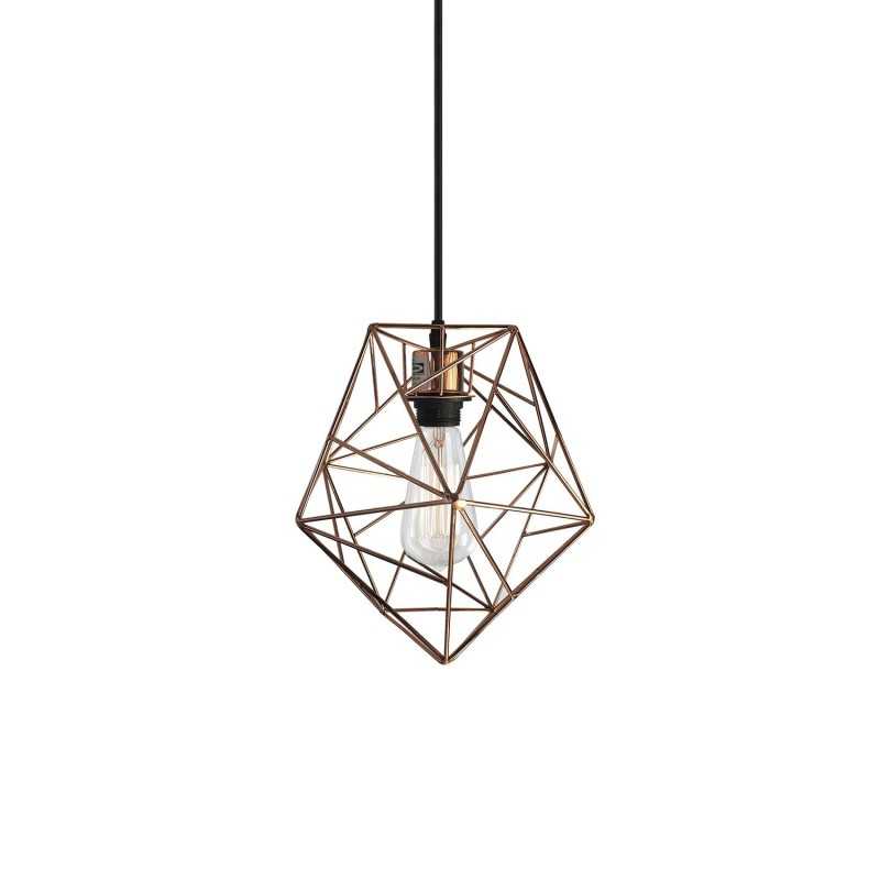 Einfache Pendelleuchte CAUBERT aus Metall, E27, kupfer glaenzend
