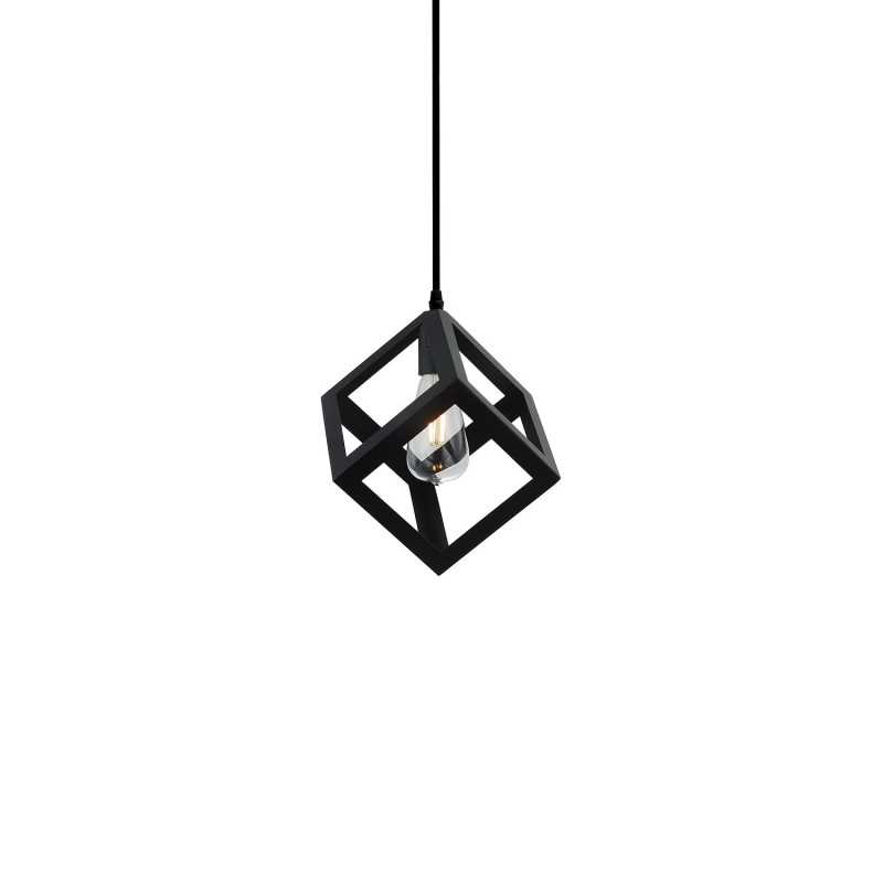 Einfache Pendelleuchte LEXOS aus Aluminium, E27, schwarz