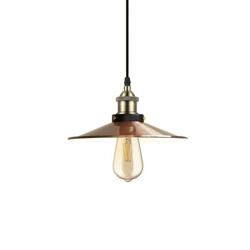 Einfache Pendelleuchte LUNEL aus Metall, E27, kupfer glaenzend