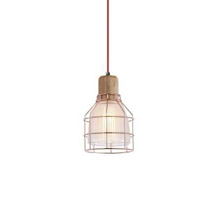 Einfache Pendelleuchte CUGNE aus Holz, E27, kupfer glaenzend