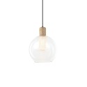 Einfache Pendelleuchte DISSE aus Holz, E27, transparent