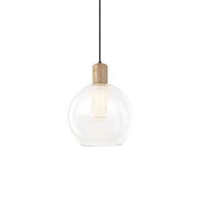 Einfache Pendelleuchte DISSE aus Holz, E27, transparent