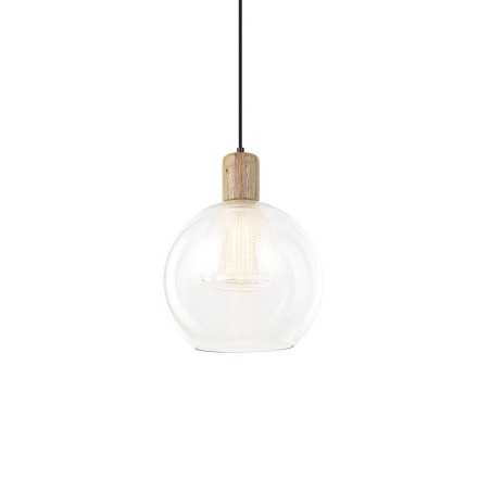 Einfache Pendelleuchte DISSE aus Holz, E27, transparent