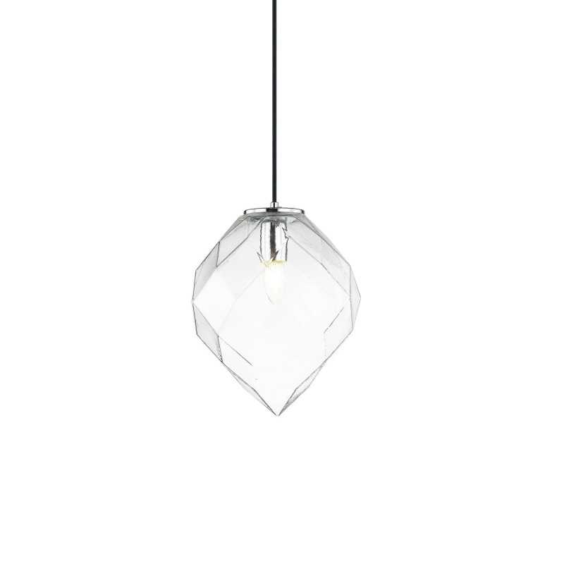 Einfache Pendelleuchte PERIER aus Metall, E27, chrom glaenzend