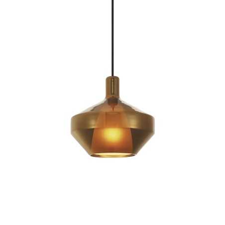 Einfache Pendelleuchte FORON aus Kristall, E27, amberfarben