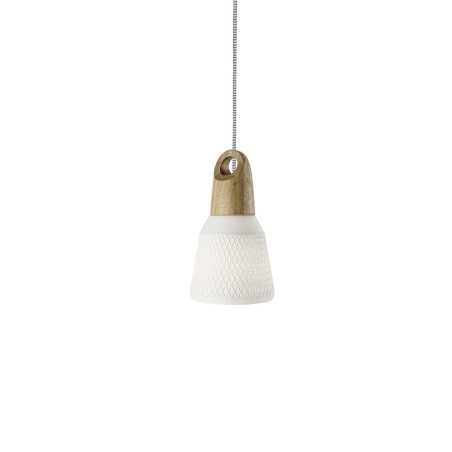 Einfache Pendelleuchte PERRY aus Holz, E27, weiss