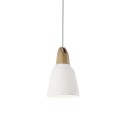 Einfache Pendelleuchte CASSOU aus Holz, E27, weiss