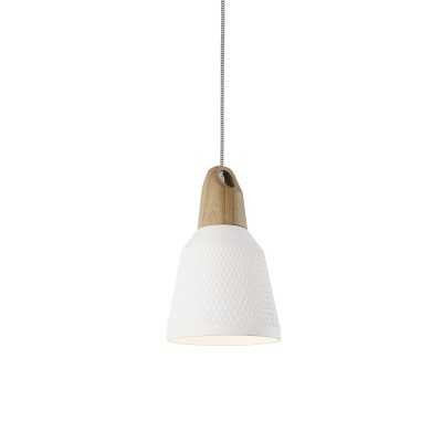 Einfache Pendelleuchte CASSOU aus Holz, E27, weiss