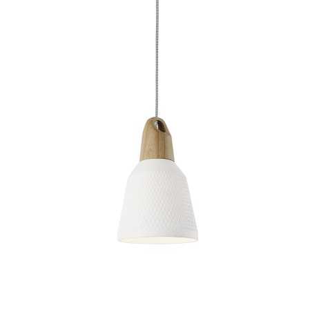 Einfache Pendelleuchte CASSOU aus Holz, E27, weiss