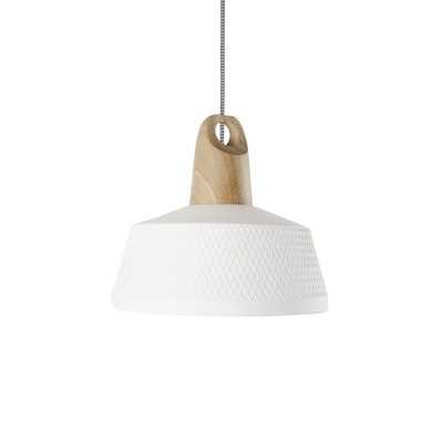 Einfache Pendelleuchte BALAS aus Holz, E27, weiss