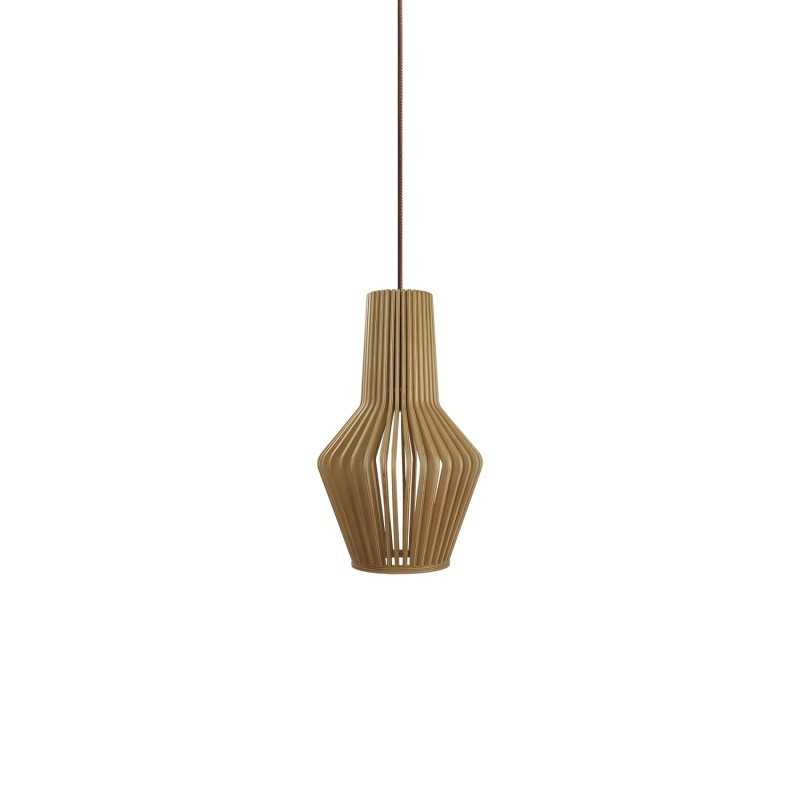 Einfache Pendelleuchte SAULX aus Holz, E27