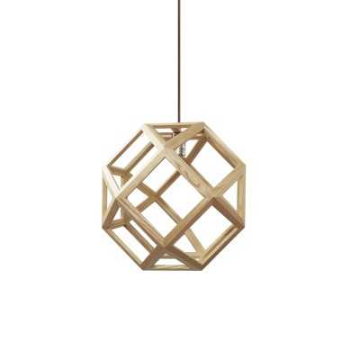 Einfache Pendelleuchte REALS aus Holz, E27, natur