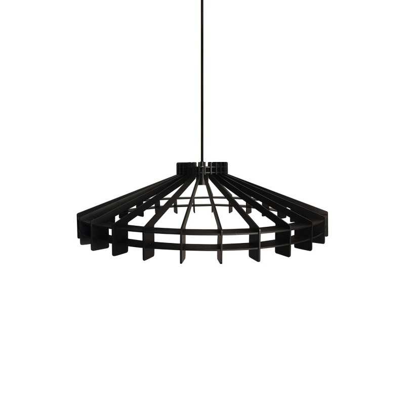 Einfache Pendelleuchte BRAIS aus Holz, E27, schwarz