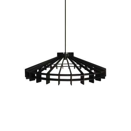 Einfache Pendelleuchte BRAIS aus Holz, E27, schwarz
