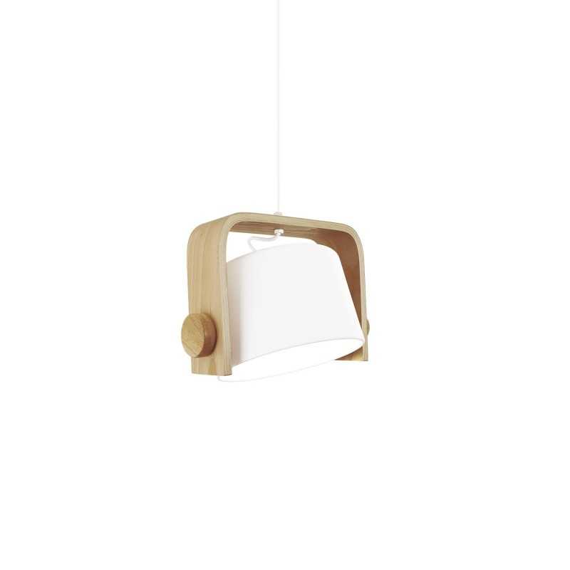 Einfache Pendelleuchte CAMAS aus Holz, E27, weiss