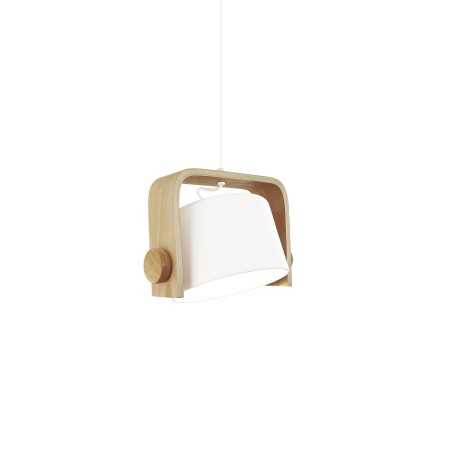 Einfache Pendelleuchte CAMAS aus Holz, E27, weiss
