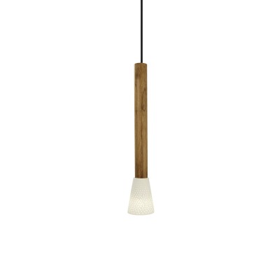 Einfache Pendelleuchte TREAU aus Holz, E14, natur