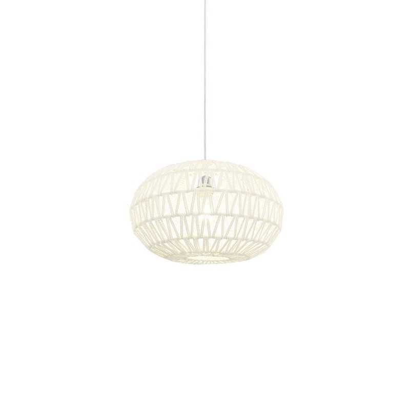 Einfache Pendelleuchte BIARS aus Textil, E27, weiss