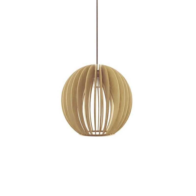 Einfache Pendelleuchte MOUSTER aus Holz, E27, natur