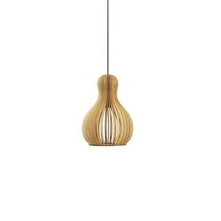 Einfache Pendelleuchte DURET aus Holz, E27, natur
