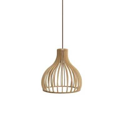 Einfache Pendelleuchte TORCY aus Holz, E27, natur