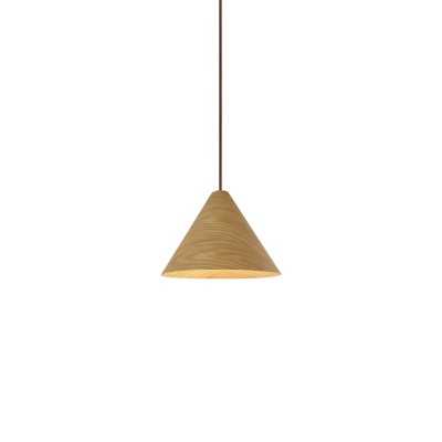 Einfache Pendelleuchte LUNET aus Holz, E27, natur