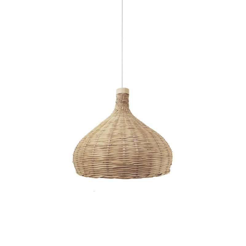 Einfache Pendelleuchte LOSSY aus Rattan, E27, natur